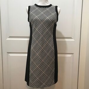 Evan Picone Black Houndstooth Sleeveless Dress
